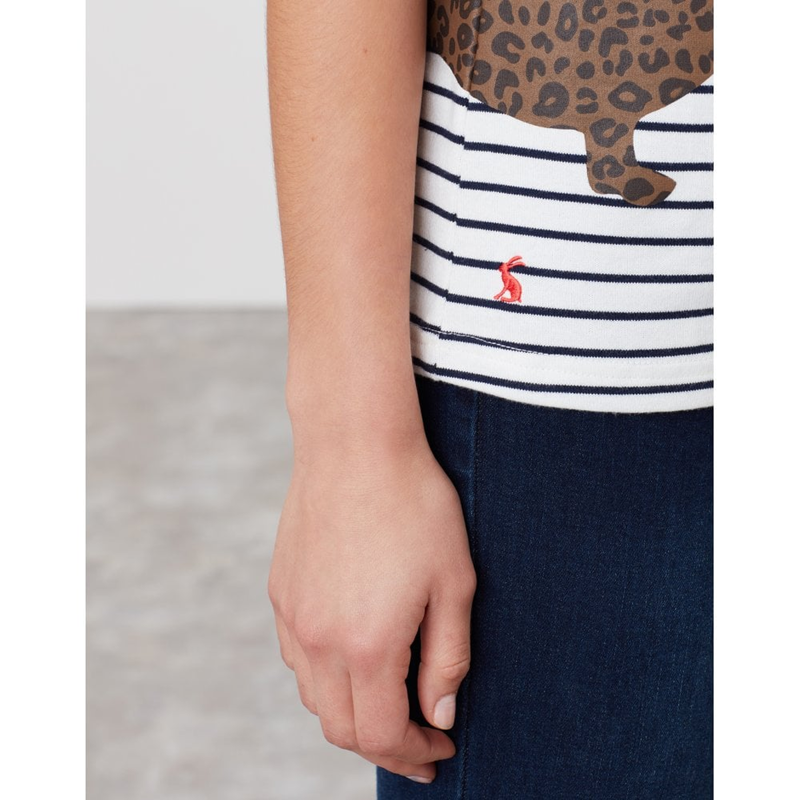 Joules Harbour Print Jersey Top - Cream Dog Leopard Stripe-4