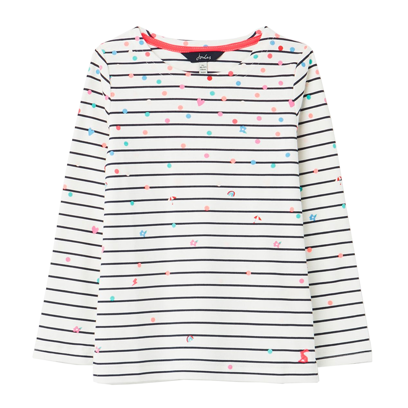Joules Harbour Printed Long Sleeve Jersey Top - White Confetti