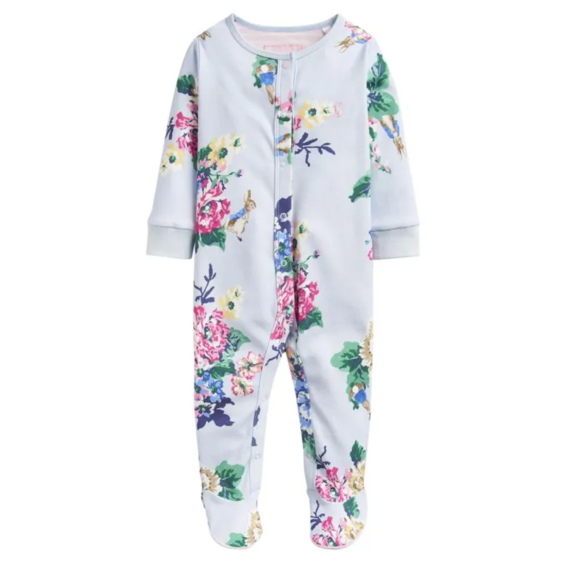 Joules Razamataz Printed Babygrow - Light Blue Rabbit Floral