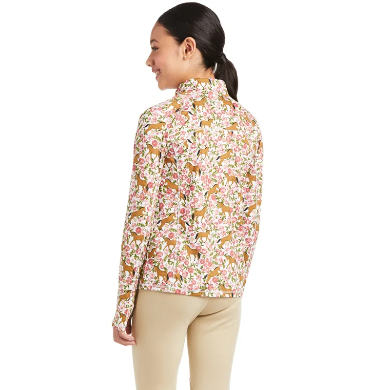 Ariat Youth Lowell 2.0 1/4 Zip - Sea Salt Floral-1