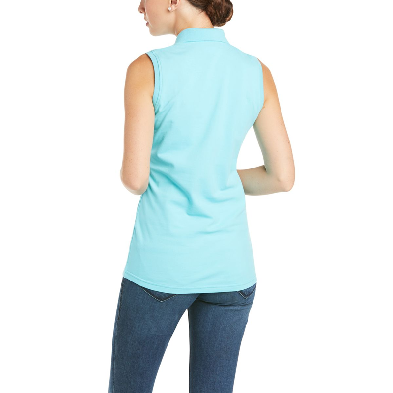 Ariat Womens Prix 2.0 SLVLS Polo - Cool Blue-1