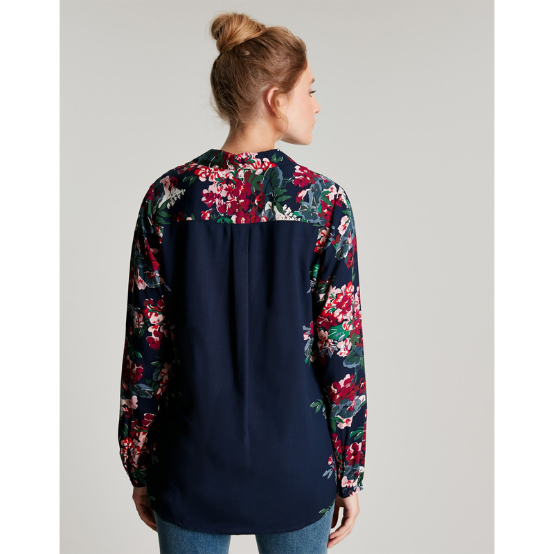 Joules Elvina Button Through Blouse - Navy Border Floral-4