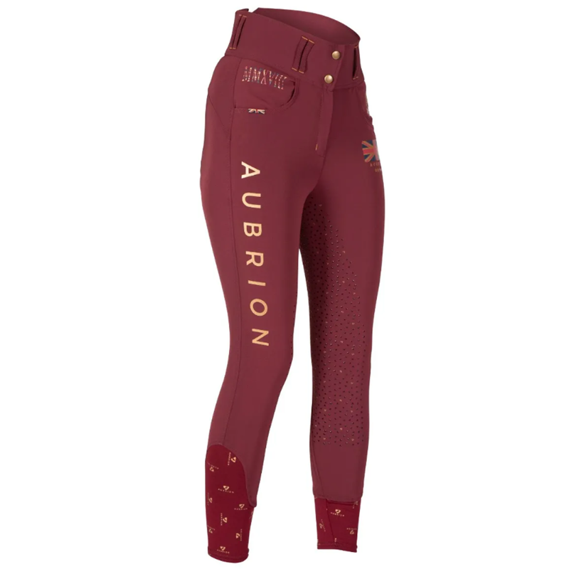 Aubrion Team Breeches - Maids - Burgundy-1