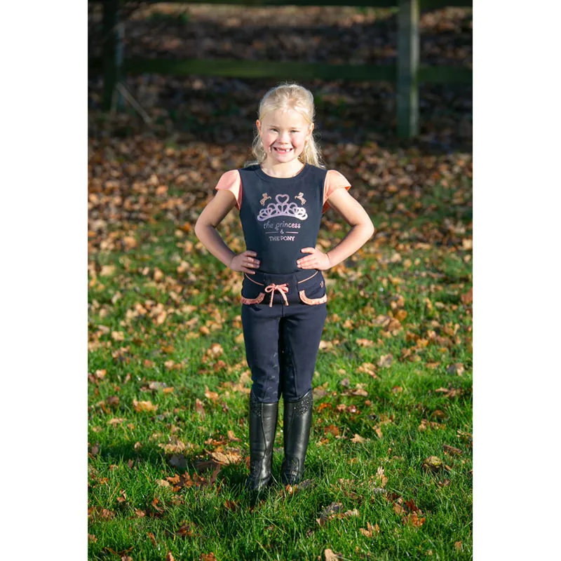 The Princess And The Pony Pull On Jodhpurs By Little Rider - Navy/Peach-4