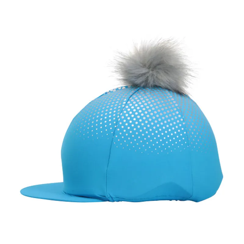 Hy Equestrian Glitter Explosion Hat Cover - Turquoise/Silver