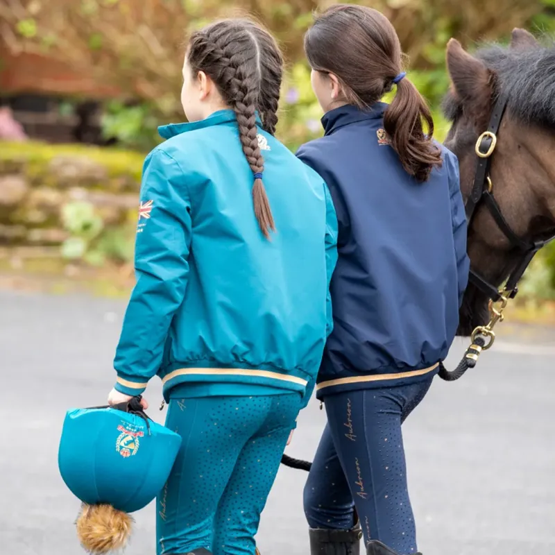 Aubrion Team Riding Tights - Young Rider - Teal-2