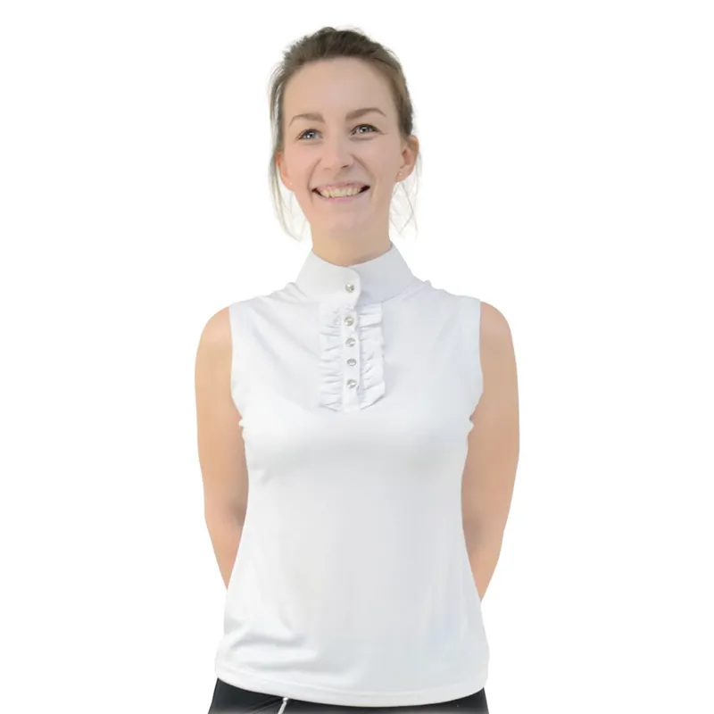 Hy Equestrian Katherine Ruffle Sleeveless Show Shirt - White