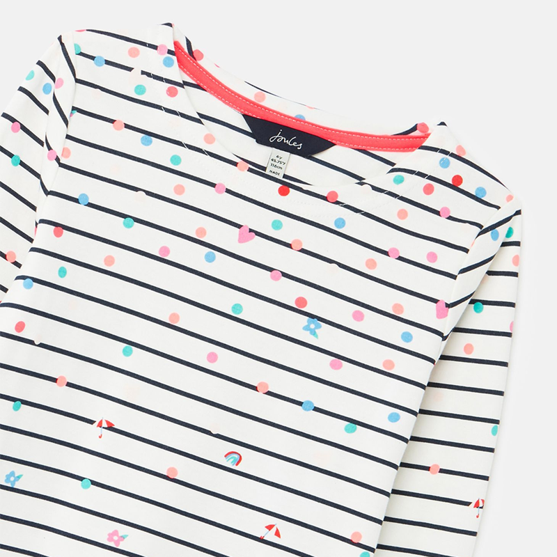 Joules Harbour Printed Long Sleeve Jersey Top - White Confetti-2