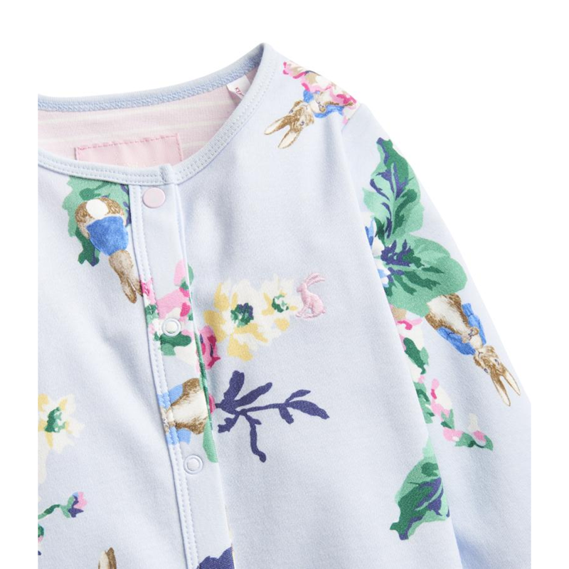Joules Razamataz Printed Babygrow - Light Blue Rabbit Floral-2