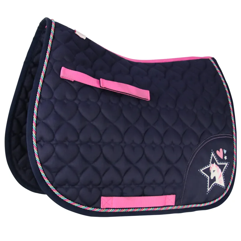 Little Rider I Love My Pony Collection Saddle Pad - Navy/Pink/Teal