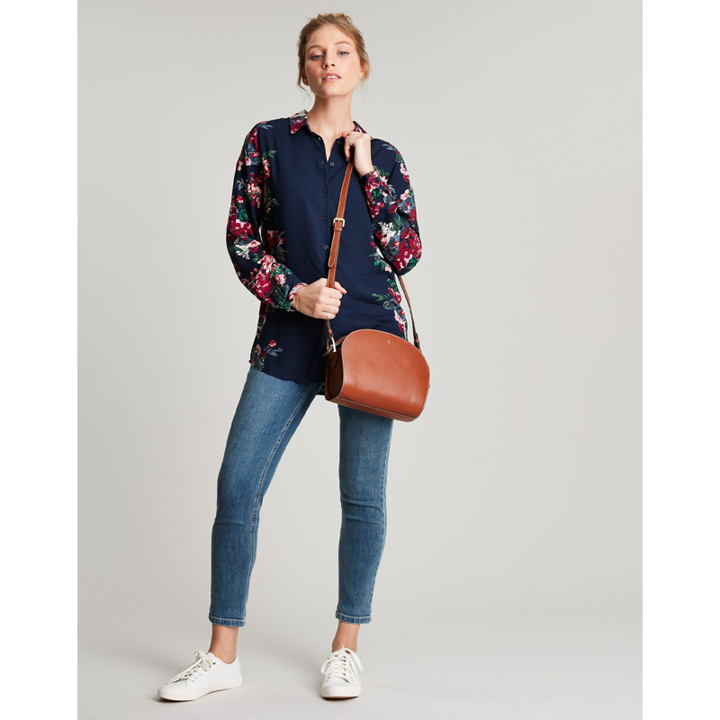 Joules Elvina Button Through Blouse - Navy Border Floral-5