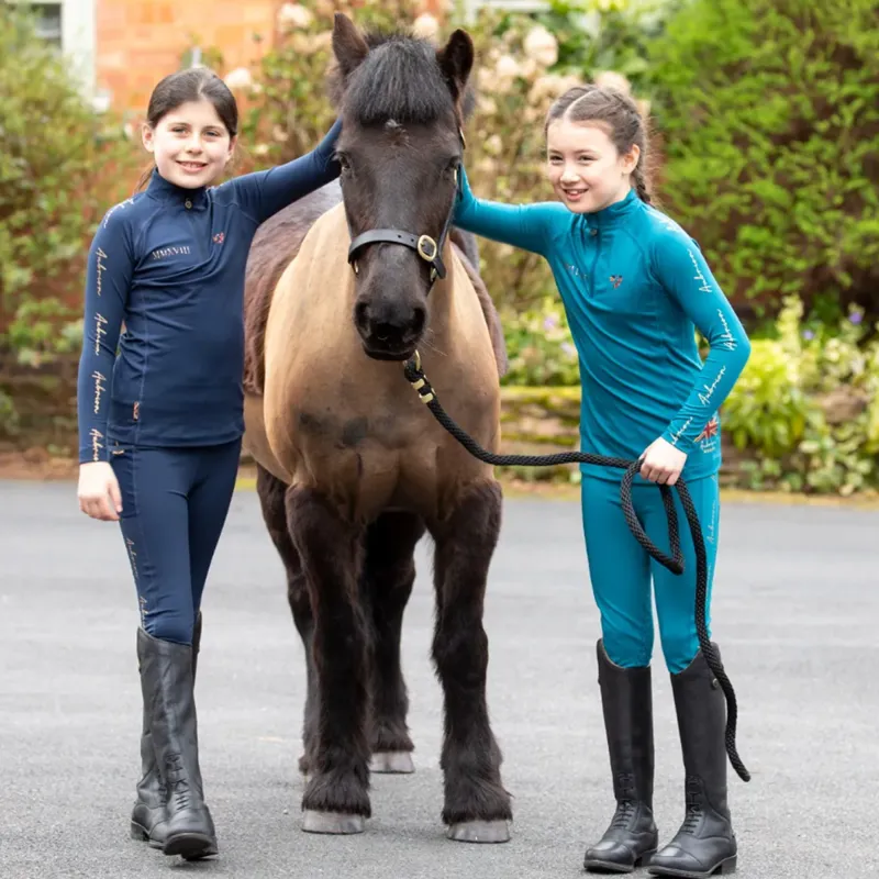 Aubrion Young Rider Team Long Sleeve Base Layer - Navy Blue-2