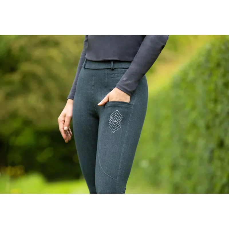 Hy Equestrian Ladies Jesmond Jewel Look Tights - Denim-5