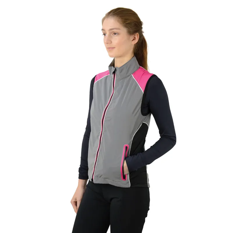 Hi Viz Silva Flash Two Tone Reflective Gilet - Reflective Silver/Pink