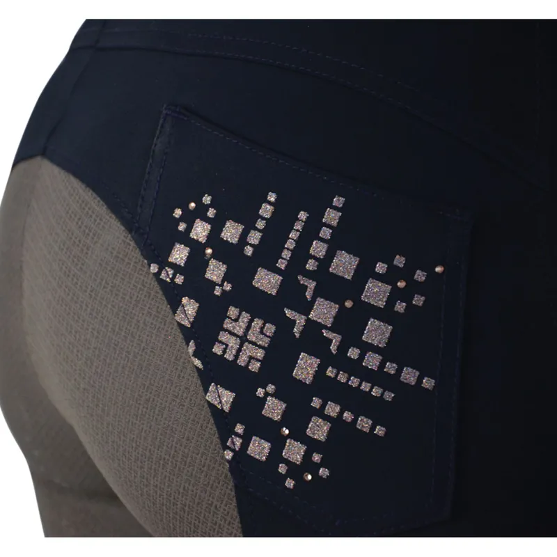 Hy Equestrian Kensington Ladies Breeches - Navy/Taupe/ Rose Gold-3