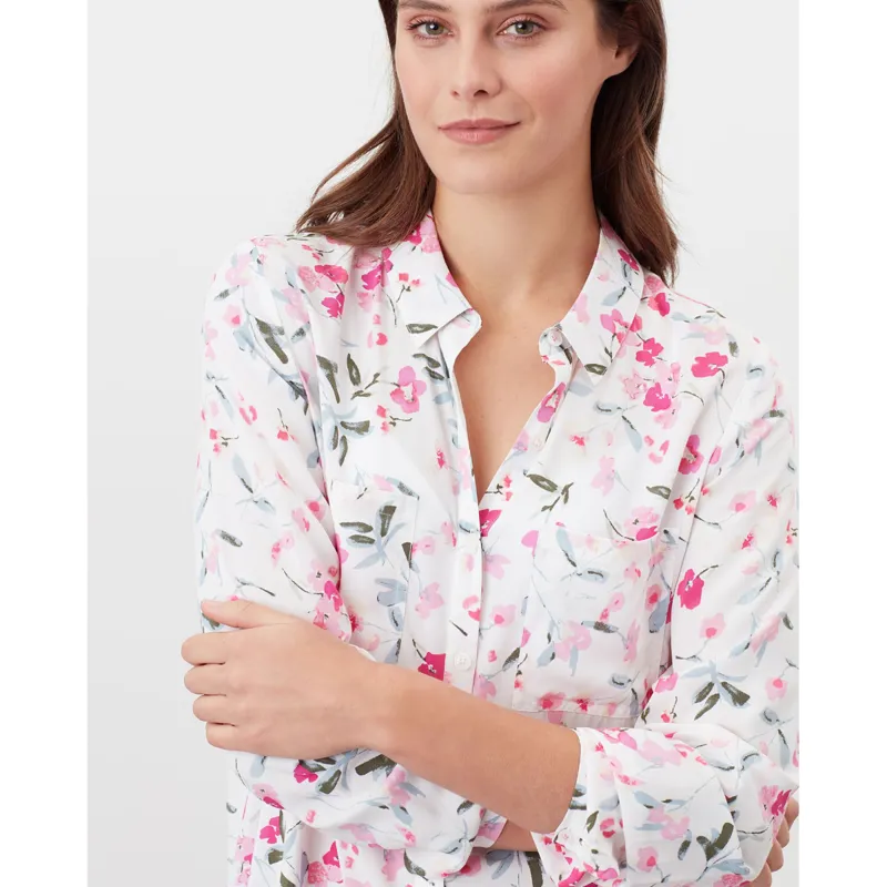 Joules Elvina Button Front Woven Top - Cream Floral-2