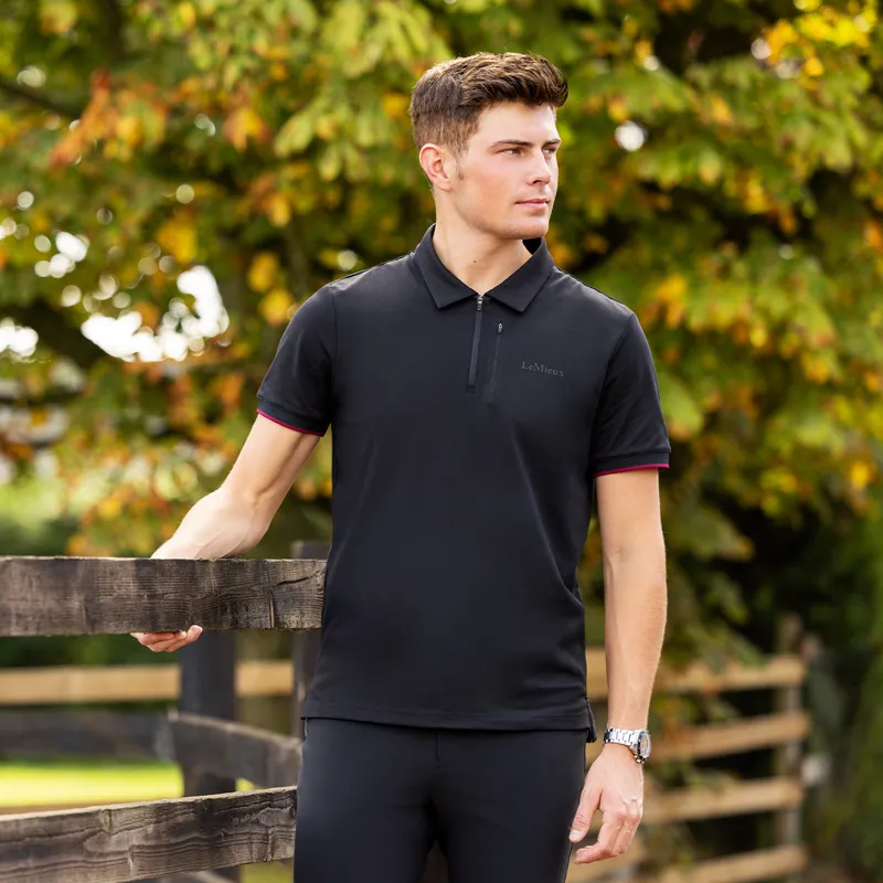 LeMieux Men's Elite Zip Polo Shirt - Black-5