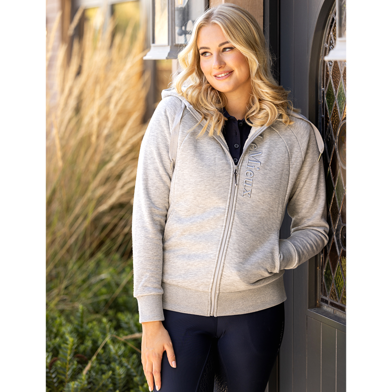 LeMieux Ladies Elite Sherpa Lined Zip Through Hoodie - Grey Marl-5