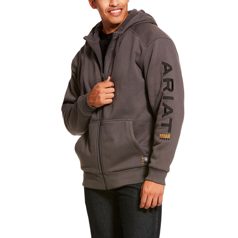 Ariat Men's Rebar All-Weather Full Zip Hoodie - Rebar Grey-1