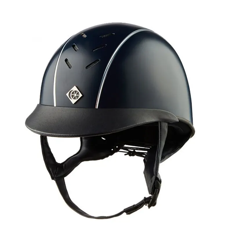 Charles Owen Ayrbrush Pinstripe Helmet Riding Hat - Navy/Silver Pinstripe