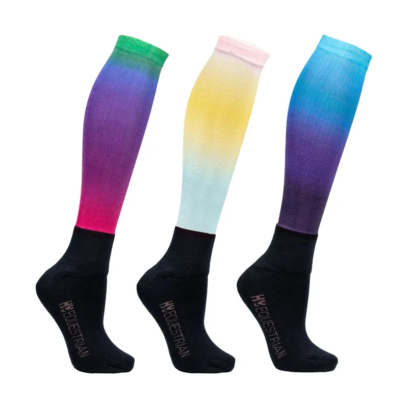 Hy Equestrian Ombre Socks Pack of 3 Child - Navy/Ombre