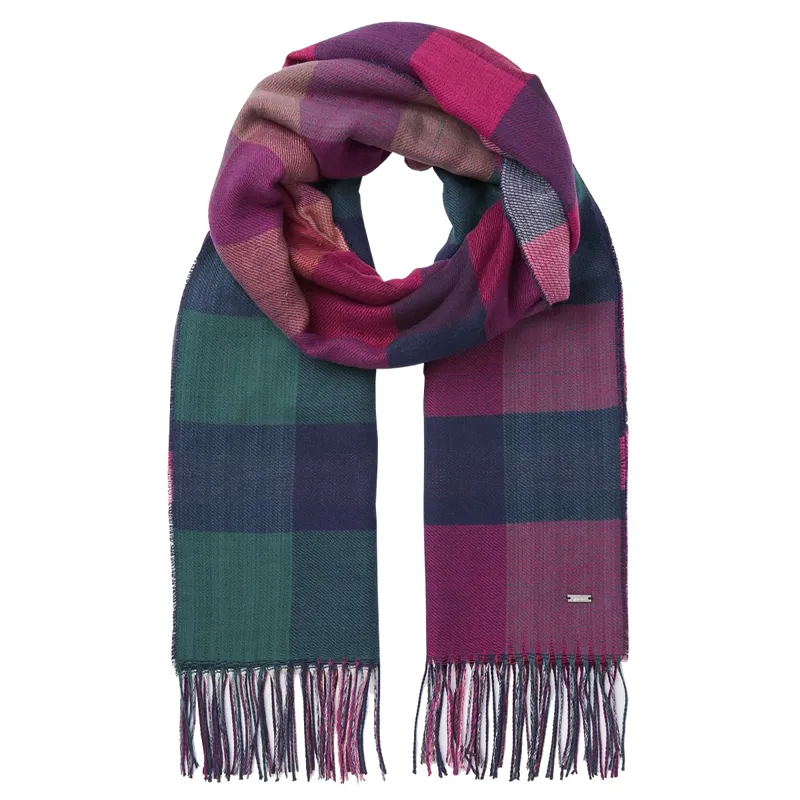 Joules Wetherby Check Scarf - Navy Pink Check