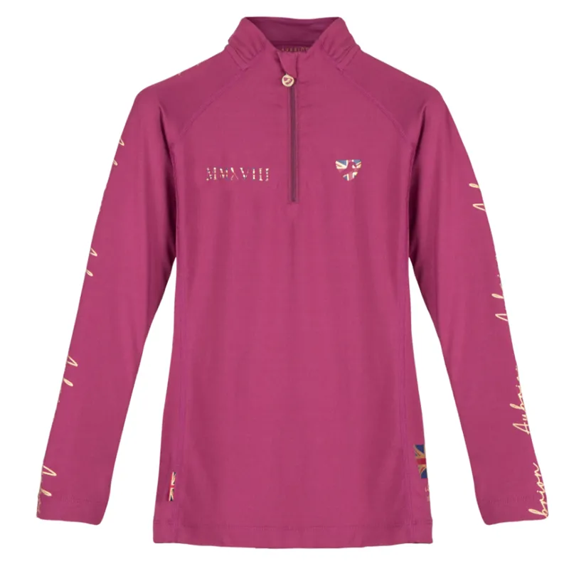 Aubrion Young Rider Team Long Sleeve Base Layer - Mulberry
