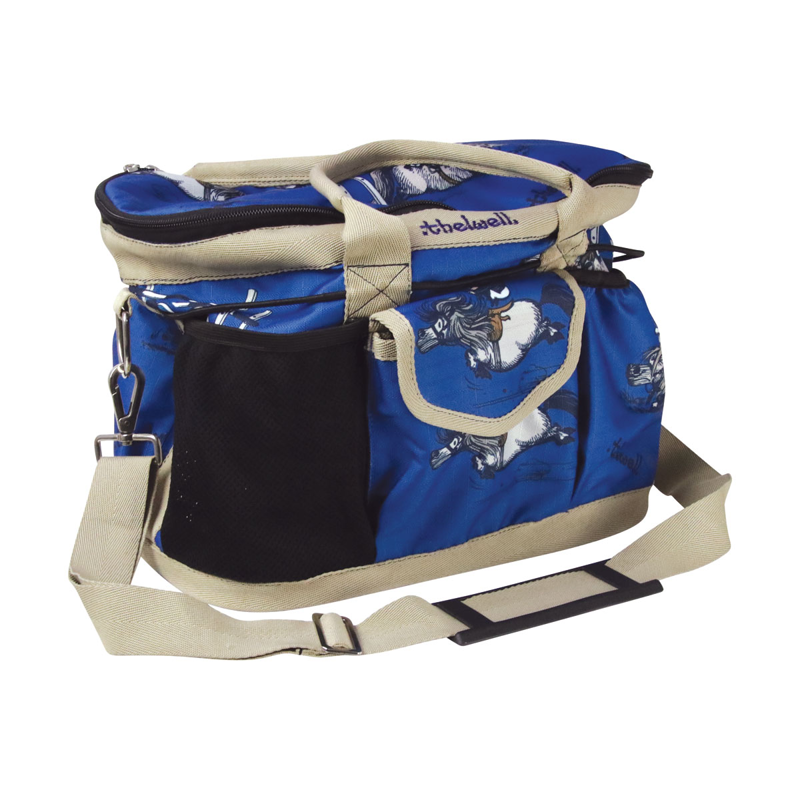 Hy Equestrian Thelwell Collection Jumps Grooming Bag - Classic Blue/Taupe/ Navy-1