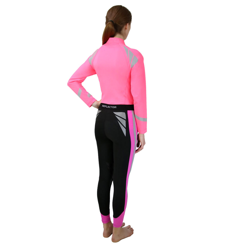 Reflector Riding Tights By Hy Equestrian - Pink-1