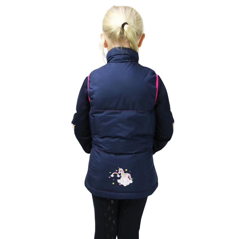 Little Unicorn Padded Gilet By Little Rider - Navy/Pink-1