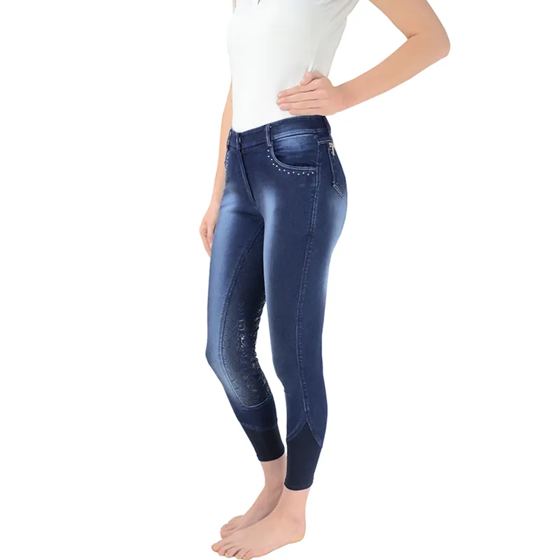 Hy Equestrian Cambridge Denim Look Breeches - Washed Denim