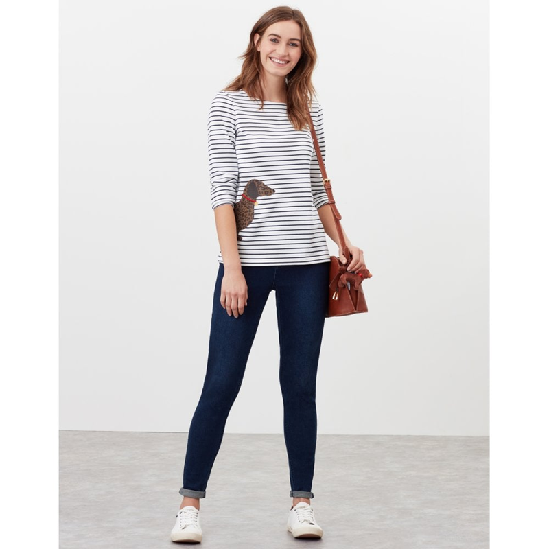 Joules Harbour Print Jersey Top - Cream Dog Leopard Stripe-6