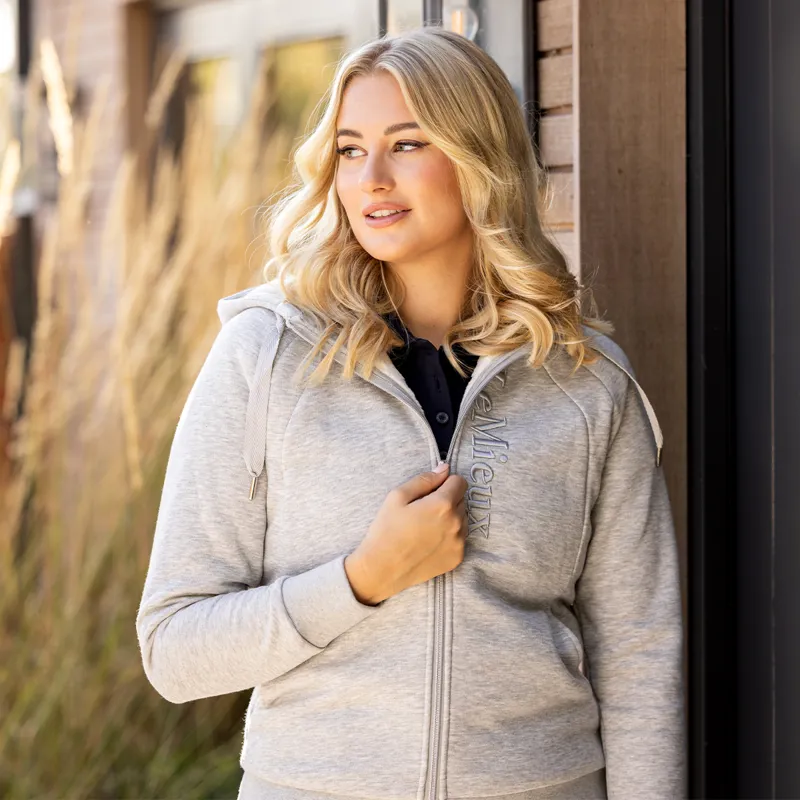 LeMieux Ladies Elite Sherpa Lined Zip Through Hoodie - Grey Marl-6