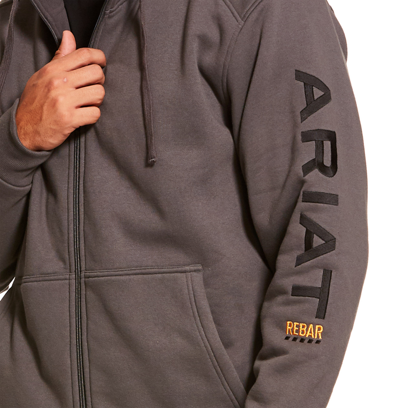 Ariat Men's Rebar All-Weather Full Zip Hoodie - Rebar Grey-2