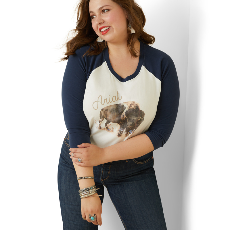 Ariat Women's Painted Dreams T-Shirt - Coconut Milk/Navy-3