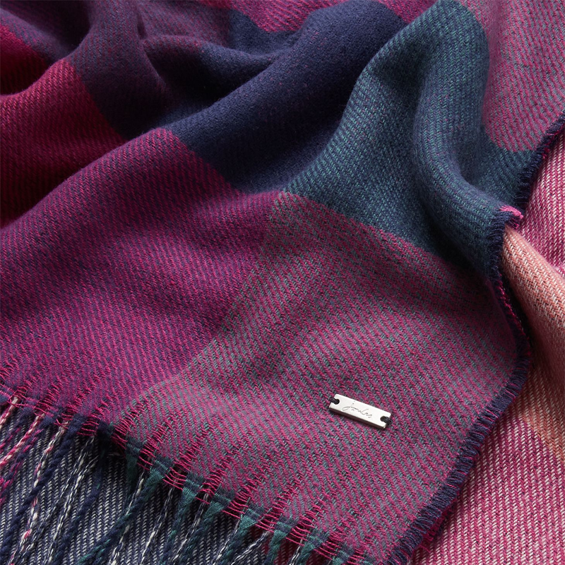 Joules Wetherby Check Scarf - Navy Pink Check-4
