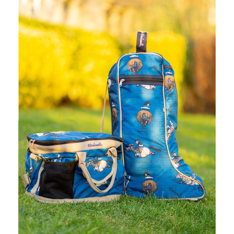 Hy Equestrian Thelwell Collection Jumps Grooming Bag - Classic Blue/Taupe/ Navy-2