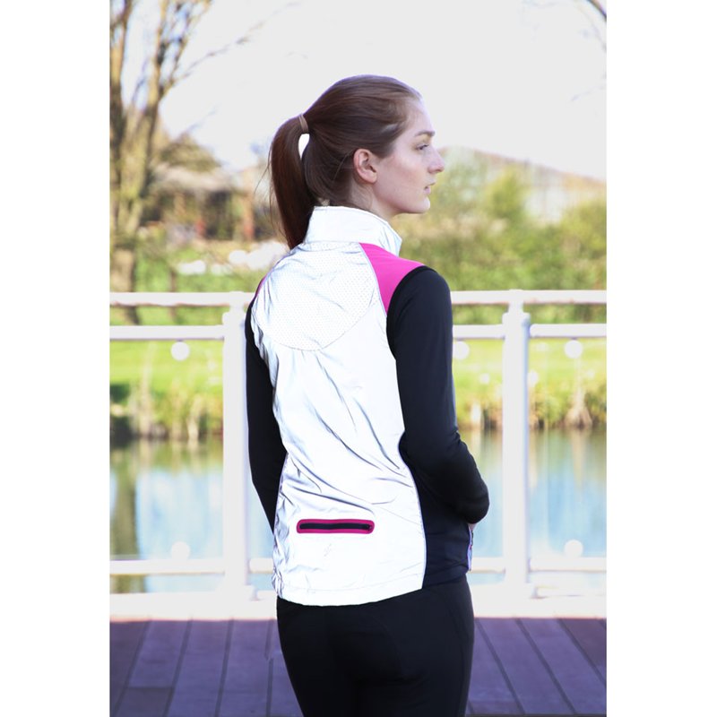 Hi Viz Silva Flash Two Tone Reflective Gilet - Reflective Silver/Pink-2