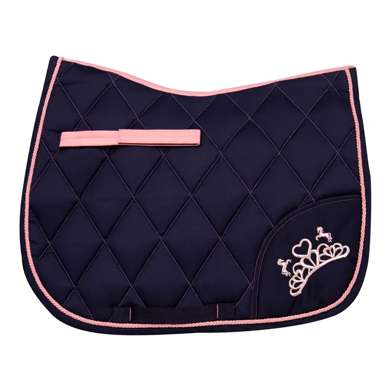 The Princess And The Pony Saddle Pad By Little Rider - Navy/Peach