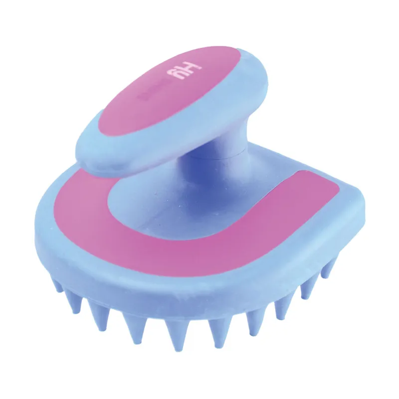Hy Equestrian Horseshoe Massage Brush - Blue/Pink