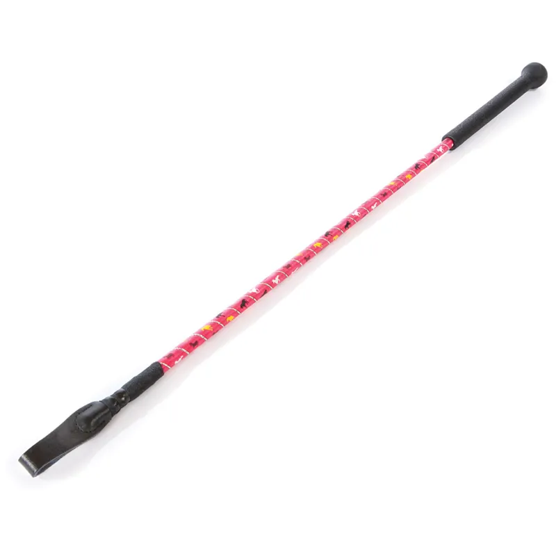 Hy Equestrian Silver Riding Whip - Hot Pink