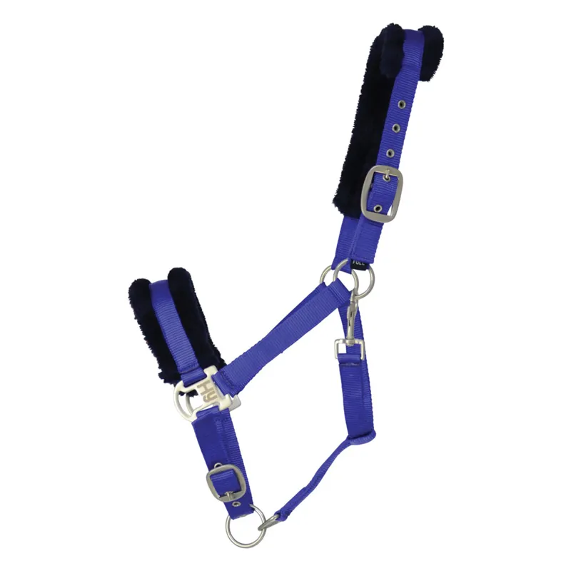 Hy Equestrian Two Tone Faux Fur Head Collar - Royal Blue/Navy