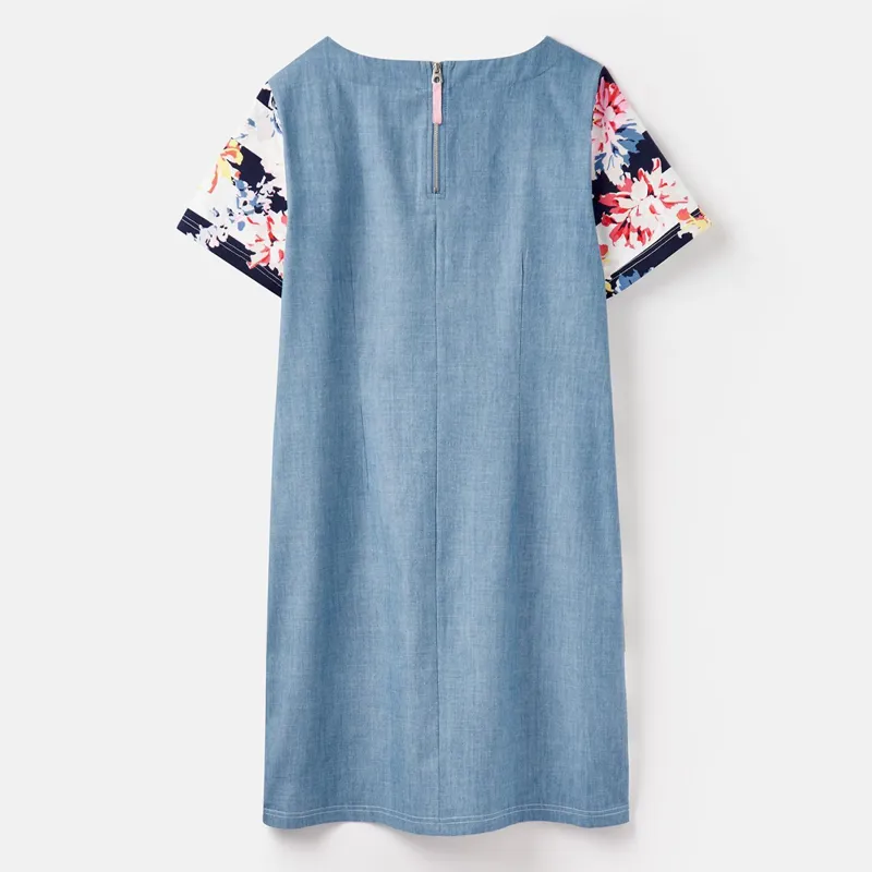Seren Jersey Woven Mix Dress - Stripe Whitstable Floral-1