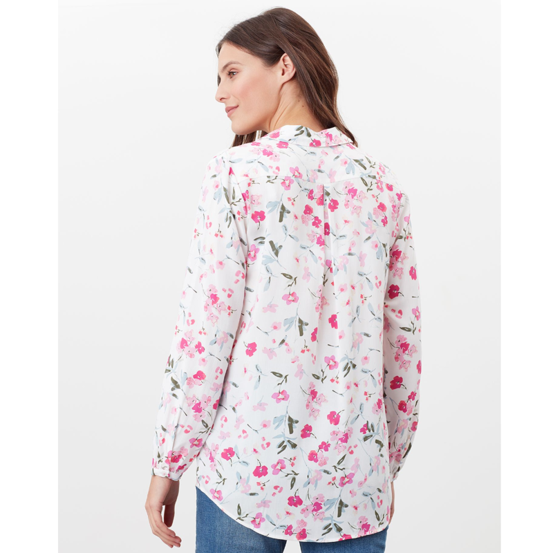 Joules Elvina Button Front Woven Top - Cream Floral-4