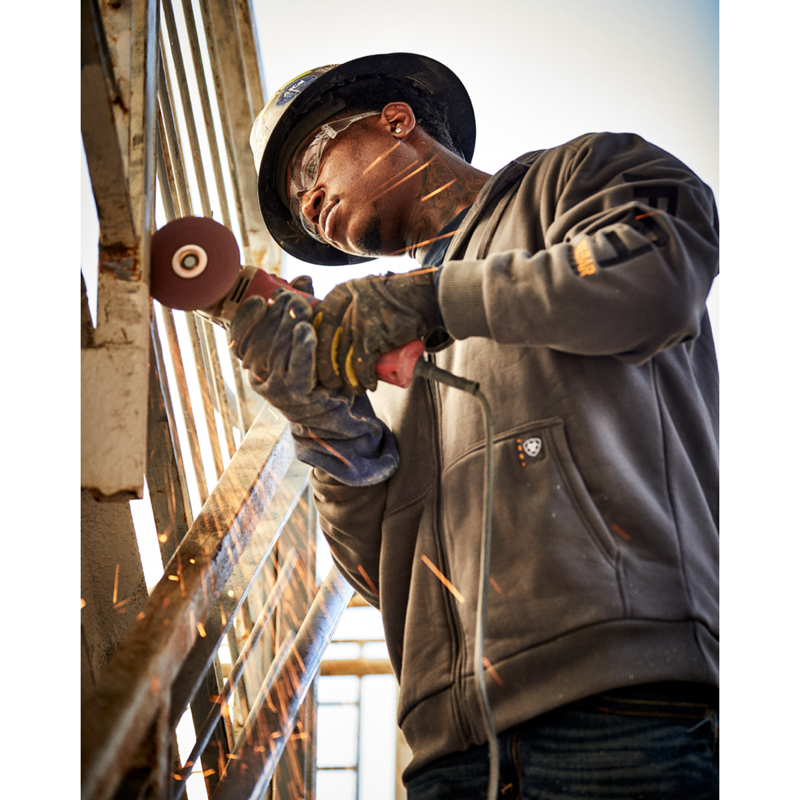 Ariat Men's Rebar All-Weather Full Zip Hoodie - Rebar Grey-3