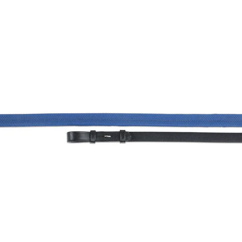 Shires Velociti Nylon Insert Rubber Grip Reins - Black and Blue 