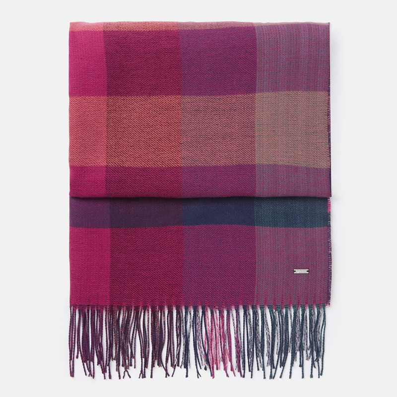 Joules Wetherby Check Scarf - Navy Pink Check-1