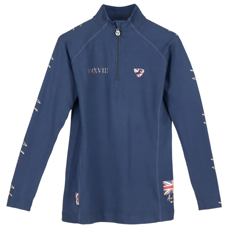 Aubrion Young Rider Team Long Sleeve Base Layer - Navy Blue