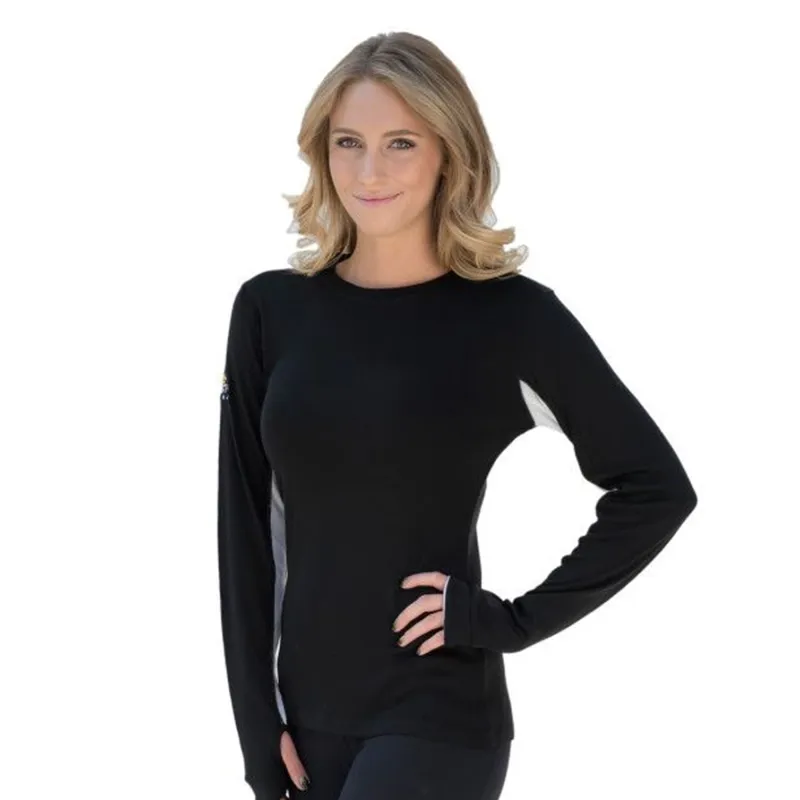 Kastel Charlotte Merino Wool Ladies Crew Neck Shirt - Black/White