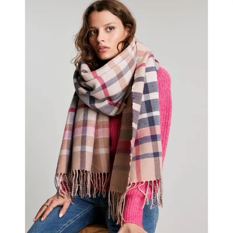Joules Wetherby Check Scarf - Tan Check-2